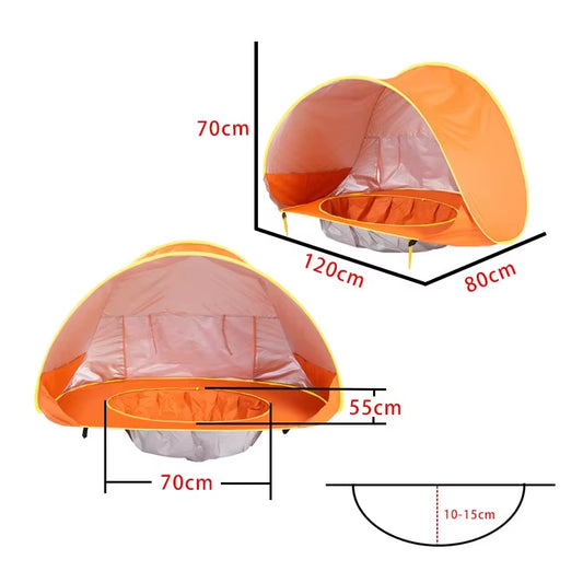 Baby Beach Tent Waterproof Sun Shelter Uv-Protecting Sunshelter with Pool Kid Outdoor Camping Sunshade Beach Sunshelter UPF 50+