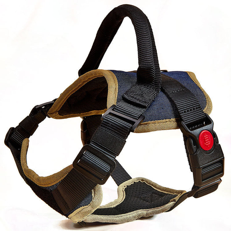 Black no-pull padded reflective dog harness