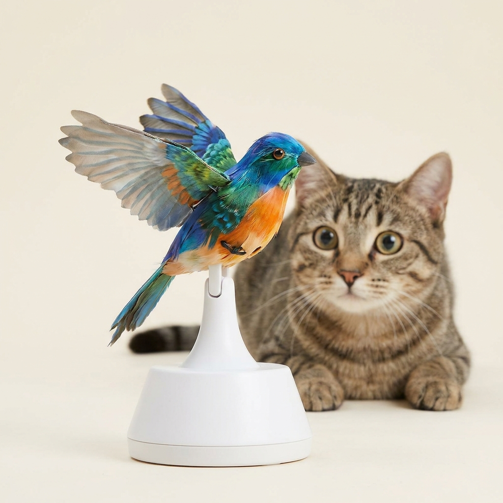 Fluttering chirping bird cat toy