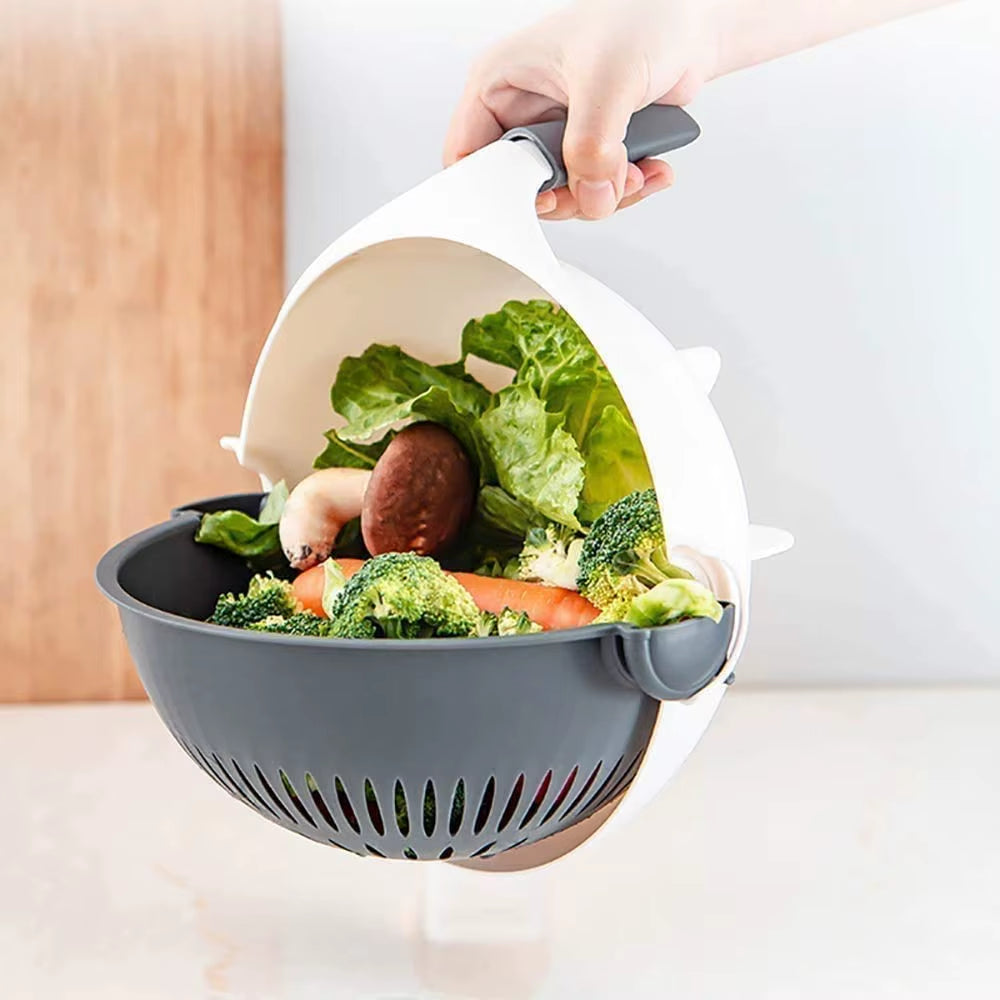 9 in 1 Vegetable Cutter with Drain Basket Multifunctional Large Capacity Magic Rotate Vegetables Chopper Veggie Shredder Grater
