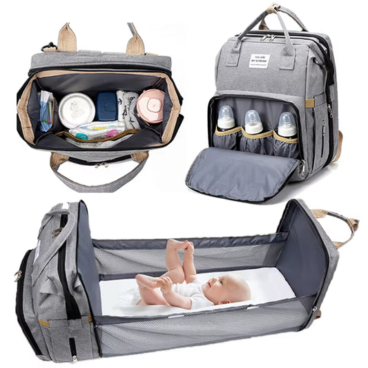 Folding Mommy Diaper Bags Baby Bed Fashion Women'S Bag Maternity Nappy Diaper Bags Travel Milk Bottle Backpack Nursing Bags