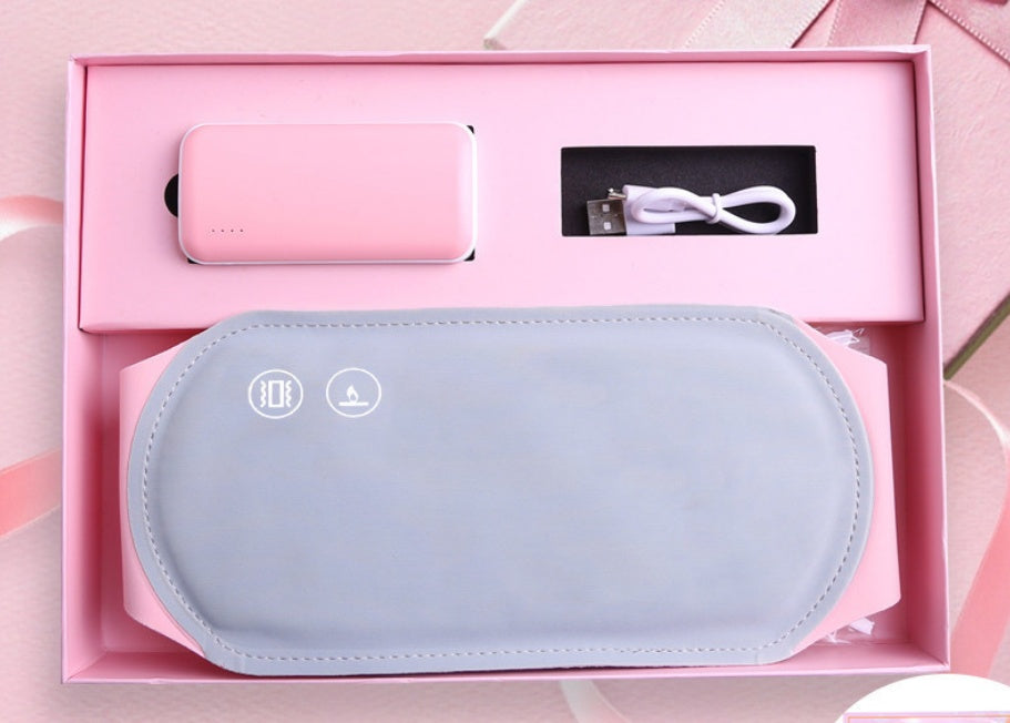 Woman wearing the cordless heated cramp relief belt for period cramp relief