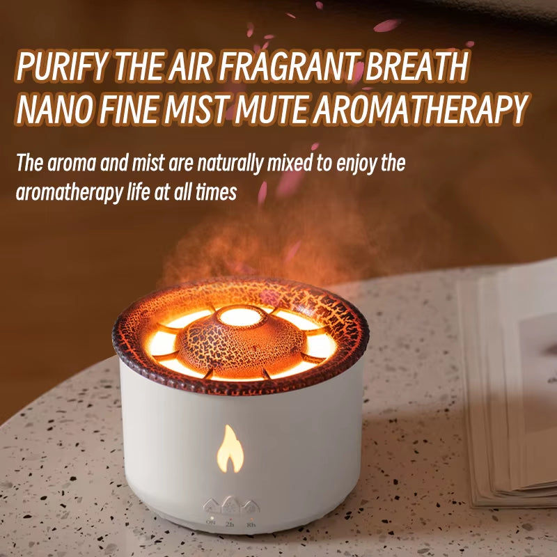 Volcano Flame Aroma Diffuser Jellyfish Smoke Ring Air Humidifier 360Ml Aromatherapy Essential Oil Diffuser Cool Gift