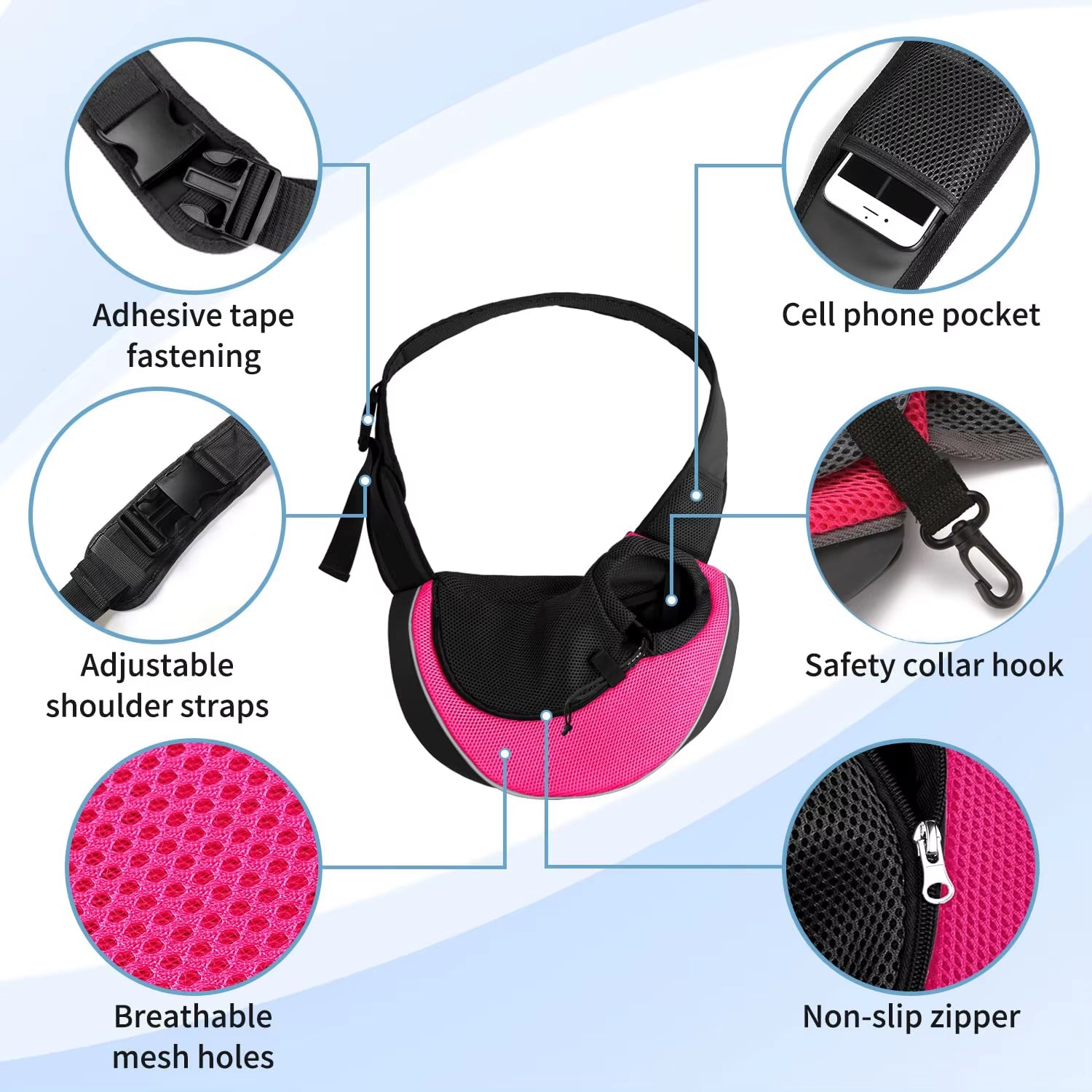 Pet Dog Sling Carrier Outdoor Travel Dog Crossbody Breathable Mesh Safe Sling Bag Carrier Load Capacity 5 Kg for Dogs Cats