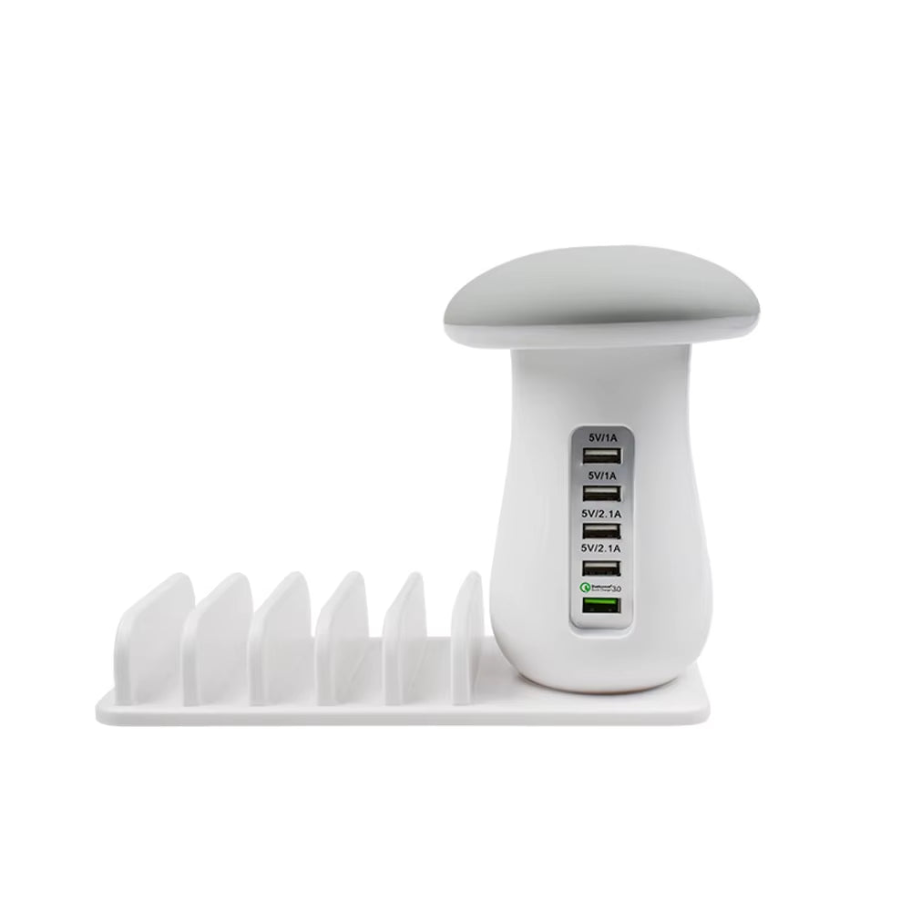 5 Multi Port USB Charging 5 Ports Station Desktop Phone Charger Mushroom Night Lamp Dock for Iphone Tablet