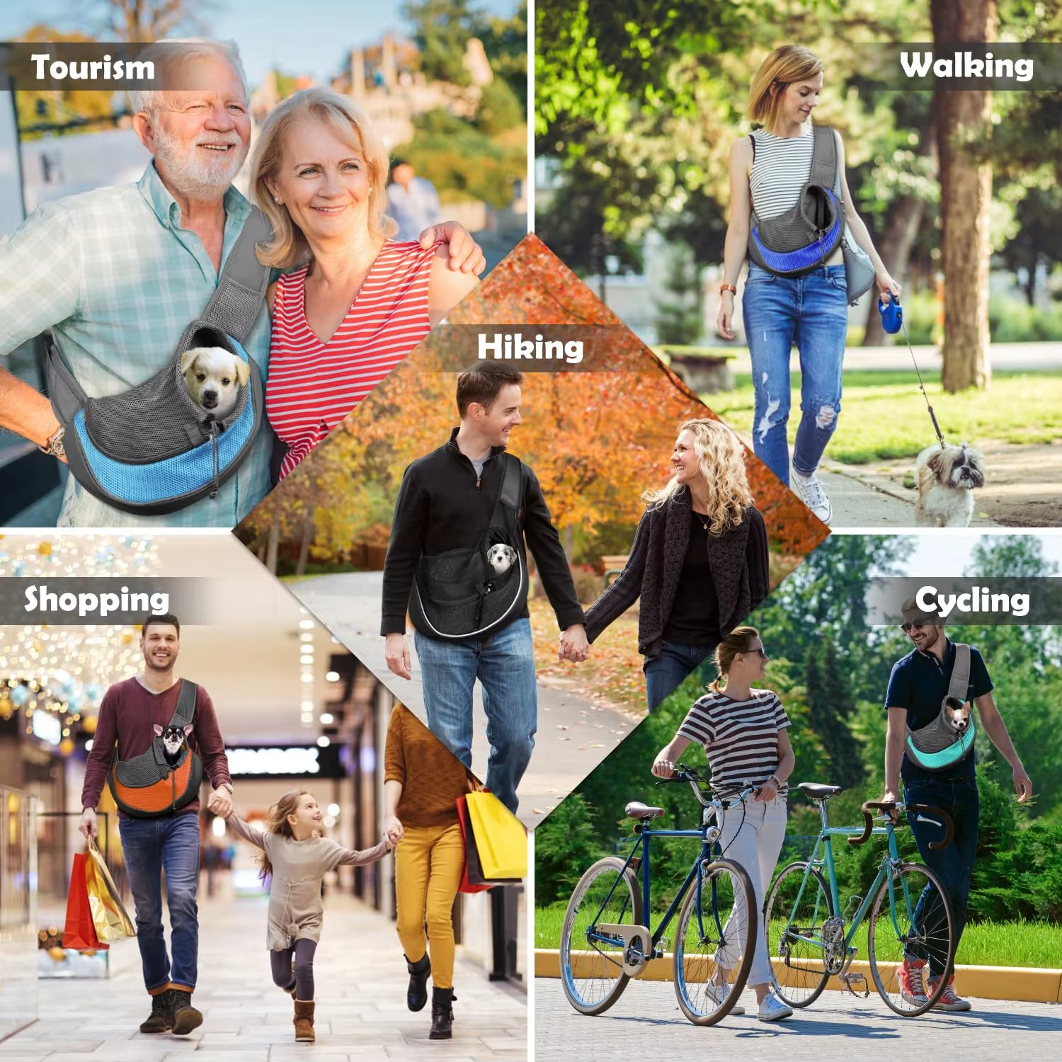 Pet Dog Sling Carrier Outdoor Travel Dog Crossbody Breathable Mesh Safe Sling Bag Carrier Load Capacity 5 Kg for Dogs Cats