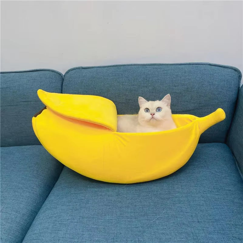 B Low-Price Clearance Pet Banana Bed for Dog Bed Creative Soft Small Bed Cat Nest Cozy for Dog Sofa Cute Pet Bedding Warm