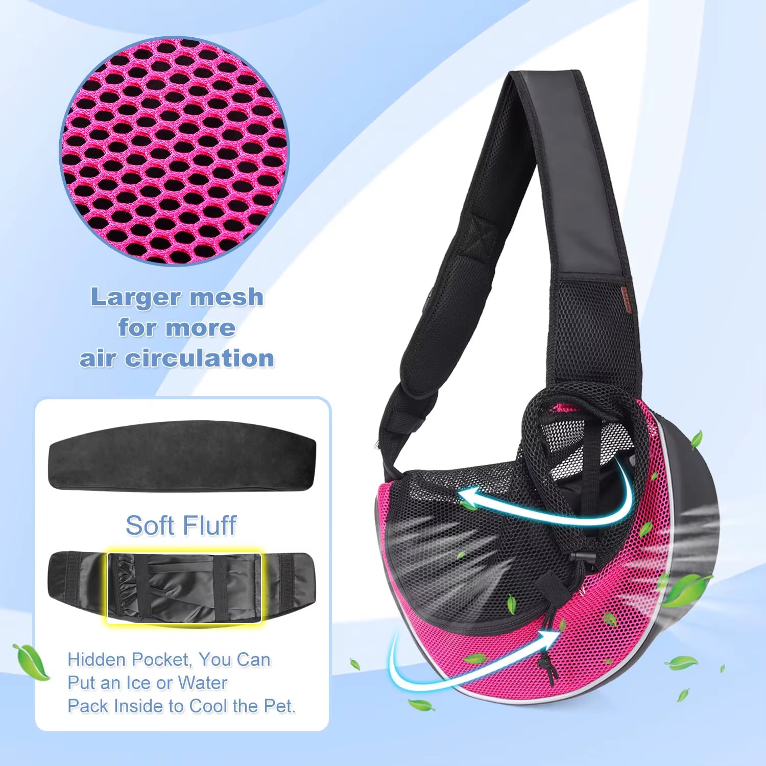 Pet Dog Sling Carrier Outdoor Travel Dog Crossbody Breathable Mesh Safe Sling Bag Carrier Load Capacity 5 Kg for Dogs Cats