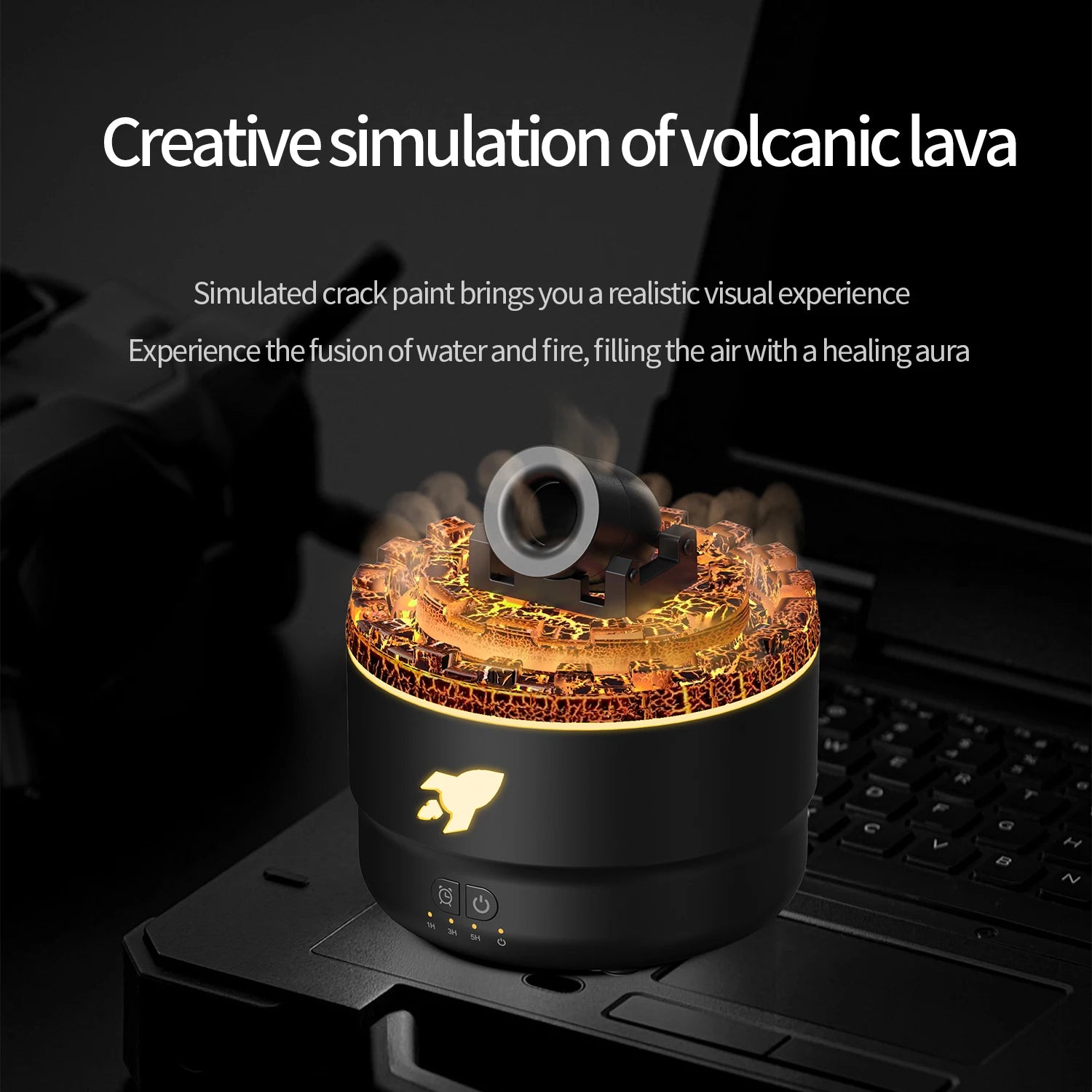 Volcanic Crack Light Cannons Humidifier Essential Oil Diffuser with Timer Cannon Blast Aroma Humidifier Aromatherapy Diffuser
