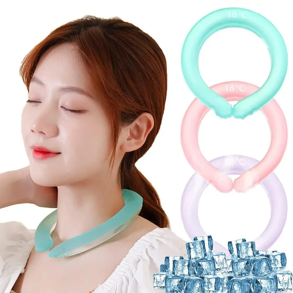 Collar Tube Neck Cooler Ice Pack Reusable Neck Cooling Ring Ice Maker Gel Liquid Cooling Neck Wraps Fitness
