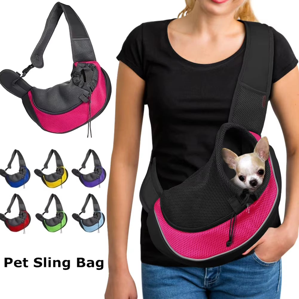 Pet Dog Sling Carrier Outdoor Travel Dog Crossbody Breathable Mesh Safe Sling Bag Carrier Load Capacity 5 Kg for Dogs Cats