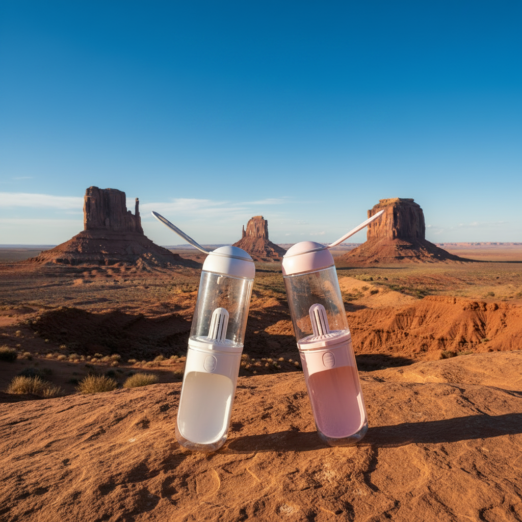Pet water bottle dispensing into fold-out trough