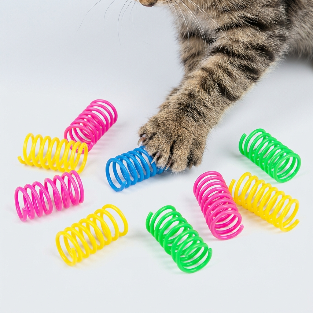 Colorful springy coil cat toys
