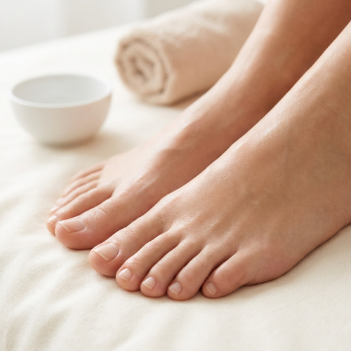 Woman toes after — smooth skin