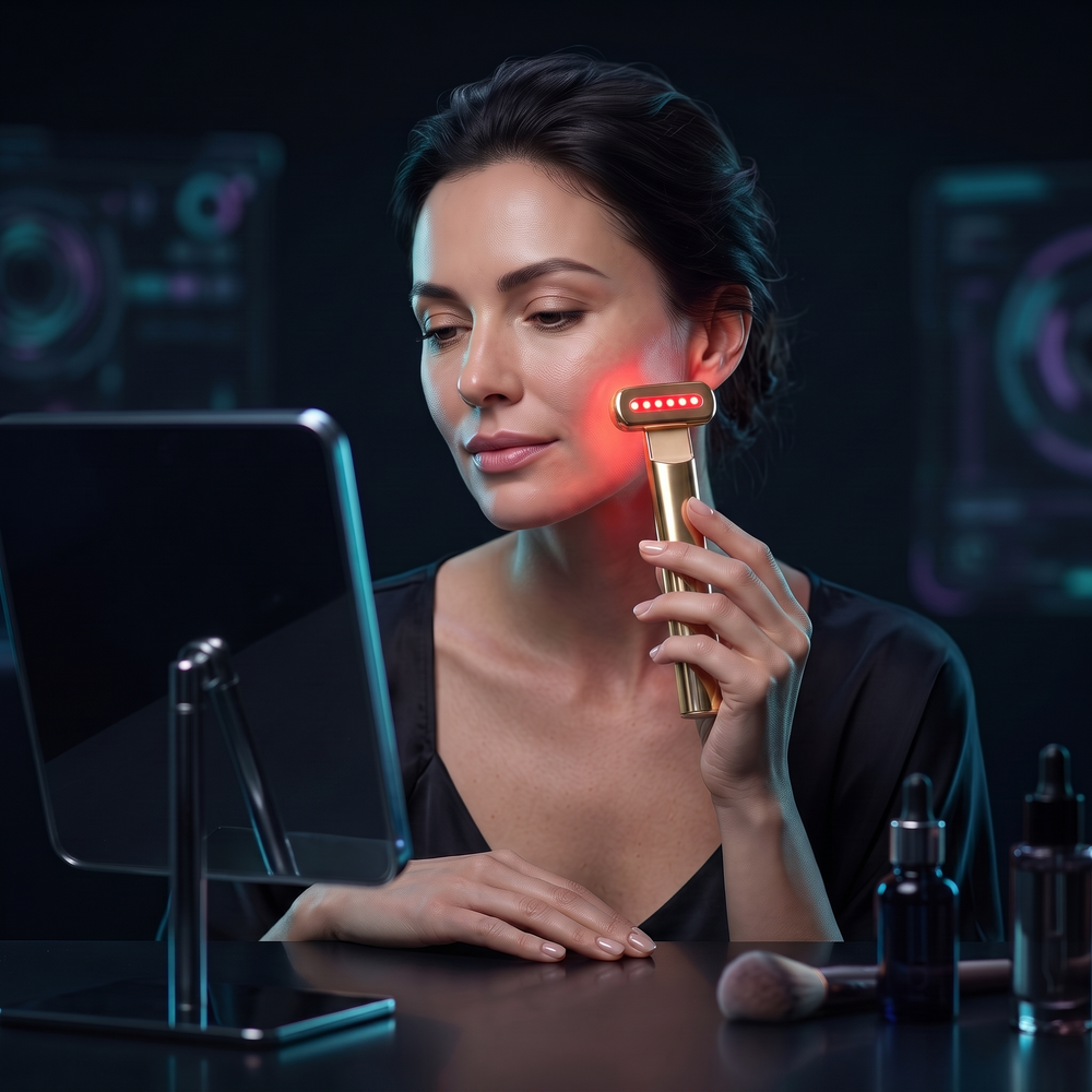 Woman using the gold wand