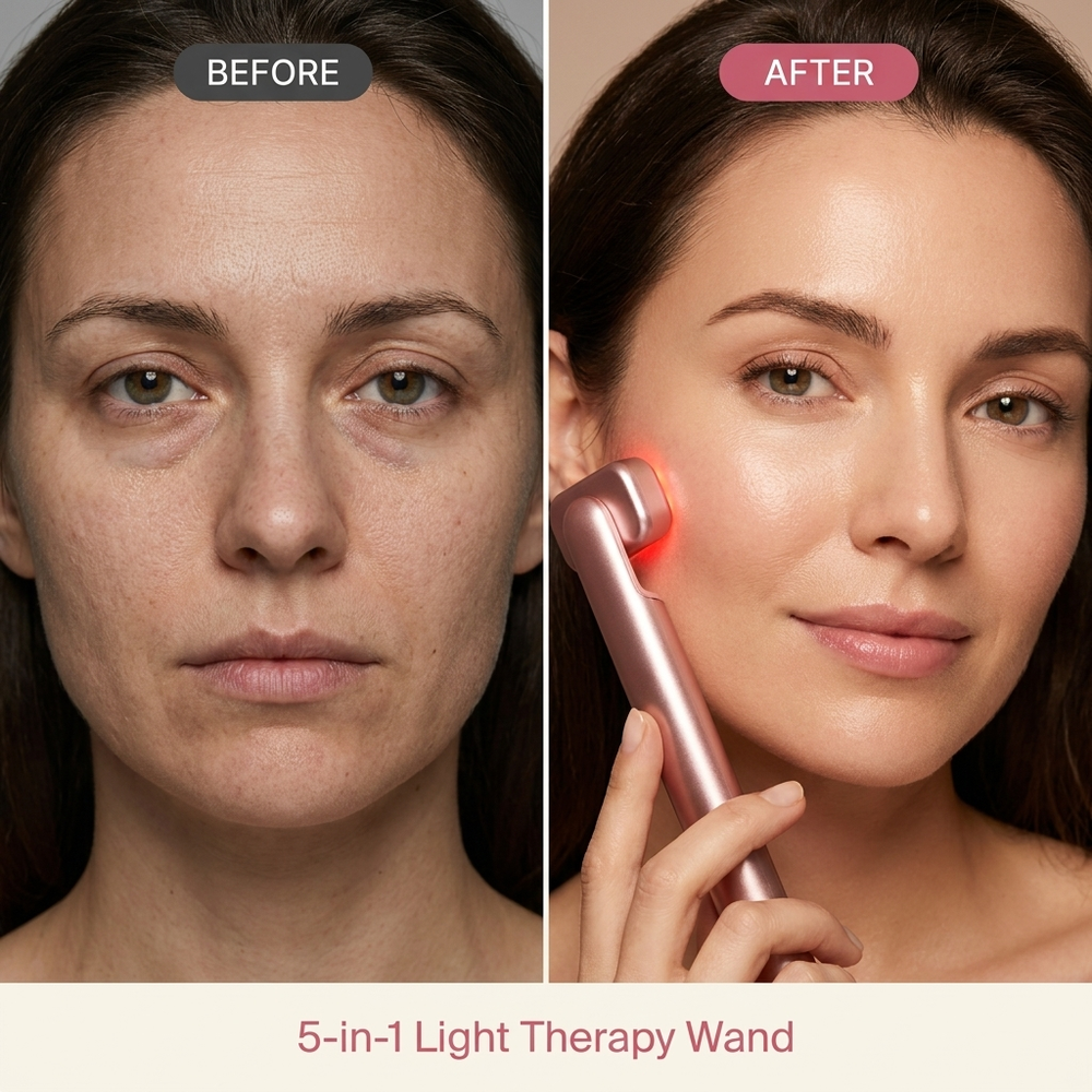 Before and after — 5-in-1 Light Therapy Wand results